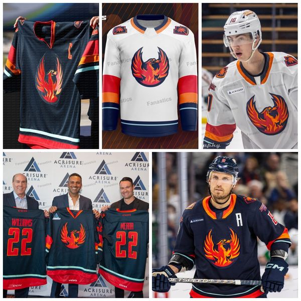 

2023 coachella valley firebirds jersey ahl chriser gibson shane starrett joey daccord jake mclaughlin peetro seppala matt tennyson eddie wit, Black;red