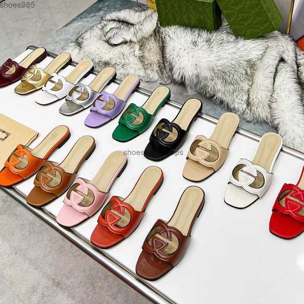 

womens summer slipper g slides ladies slippers brand designer sandals flat heel fashion versatile leather casual comfort flip flop size 12, Black