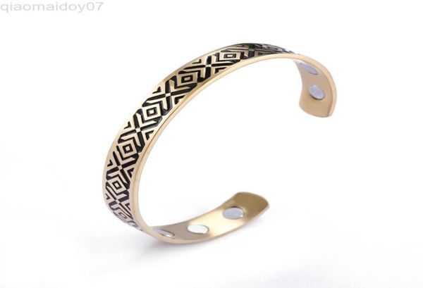 

skyrim nordic runes stainless steel viking bangles simple adjustable gold black health magnetic cuff bracelets for women men l22088252414