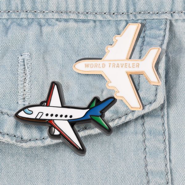 

3d stereo aircraft model brooch creative aerospace fighter alloy badge clothes backpack airplane pins accessories, Gray