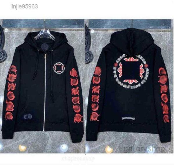

fashion mens jackets sweatshirts ch designer hoodies zipper sanskrit graffiti hooded sweater cross pullover hoodie casual women 9sou, Black