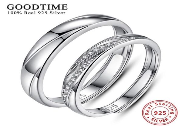 

fashion genuine 925 sterling silver for women men classic engagement rhinestone lover couple rings wedding jewelry1678073