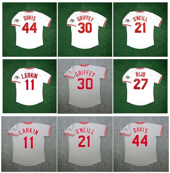 

1990 world series eric davis cincinnati baseball jersey reds george foster dave concepcion ken griffey jr. barry larkin paul o'neill mo, Blue;black