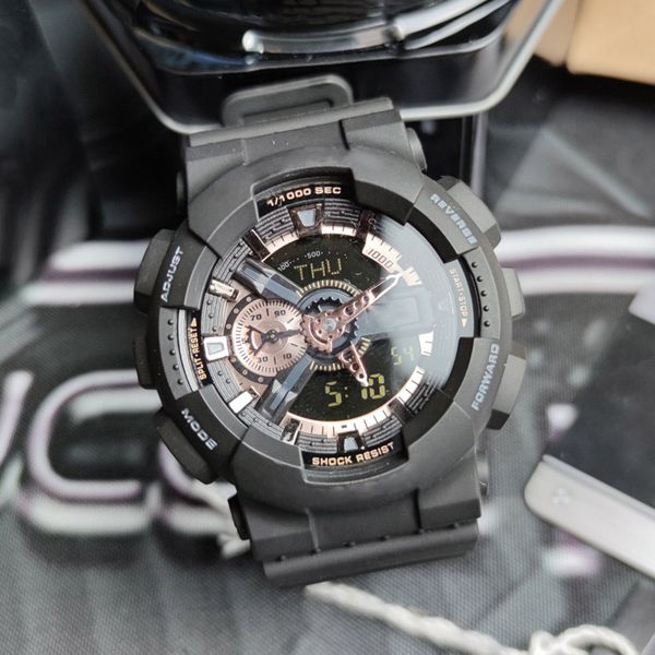 

2023 iced out watch 19 colors original shock watch men sport wr200arwatches army military shocking waterproof watch all pointer work digital, Slivery;brown