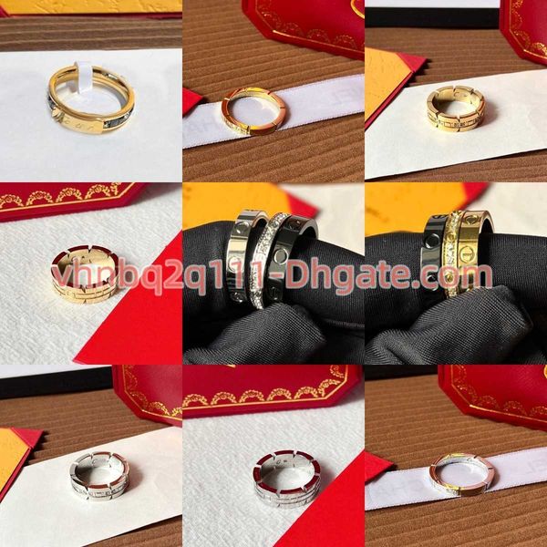 

stamp love ring luxury jewelry designer rings women charms stainless steel wedding supplies black white 18k gold plated, Red;brown