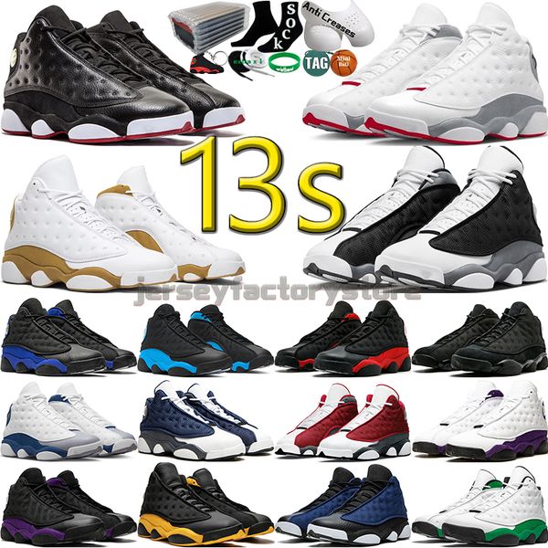 

with box 13s men basketball shoes women 13 red black flint wheat wolf grey playoffs purple french brave university blue bred cat mens womens