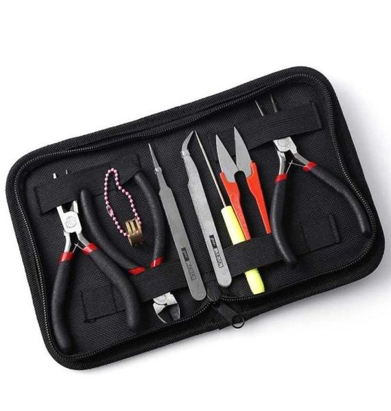 

8pcsset jewelry making tool kits pliers set with round nose plier side cutting pliers wire cutter scissor beading tweezers 2111105156731, Blue