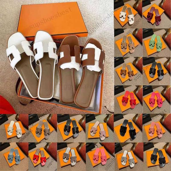 

2023 sandales fashion sandals genuine leather for women slippers summer luxury flat slides ladies summer beach sandal party wedding oran sli, Black