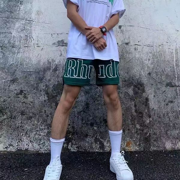 

new mesh breathable american shorts op21 summer thin style but knee speed dry quarter pants loose sports basketball pants men, White;black