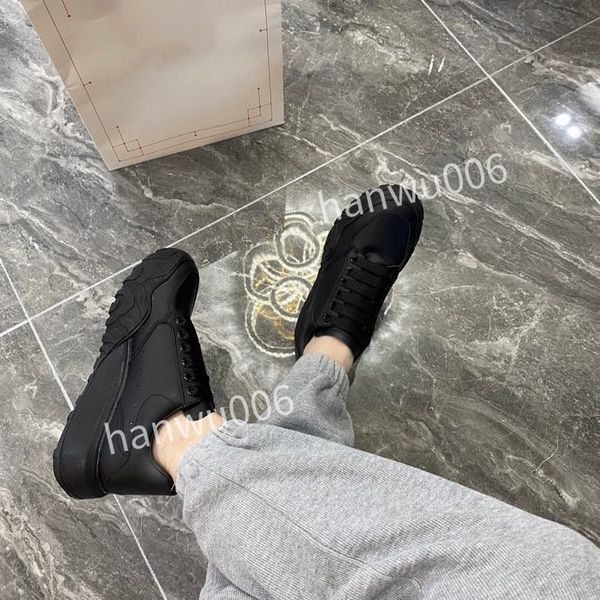 

2023new women men quality designer sneaker lace up genuine leather sneakers fashion casual designer sneaker, Black