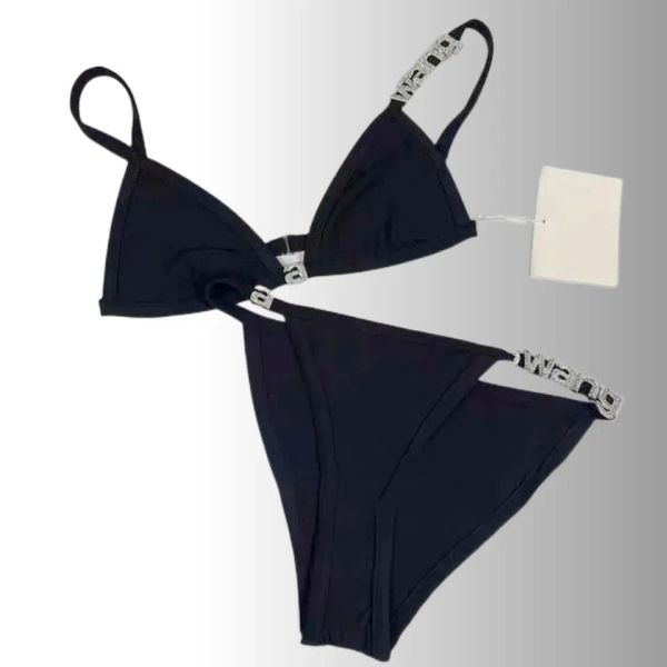 

2023 new fashion women's swimwear wang bikini set letter 24 styles size s-xl summer bathing swimsuits quality womens wear, White;black