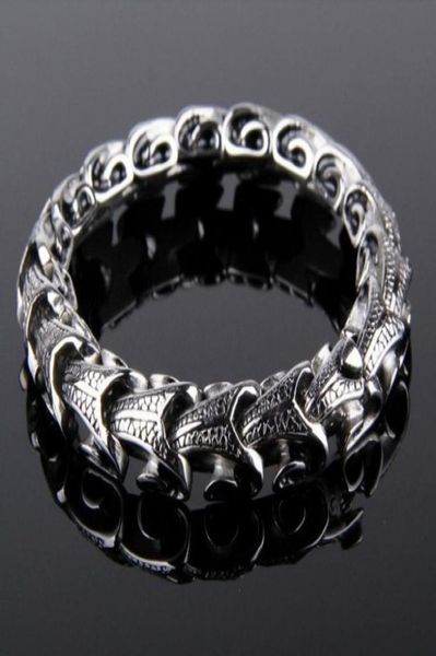 

fashion dragon grain chain personality keel stainless steel bracelets bangles for men jewelry3011292, Black