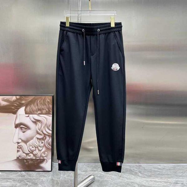 

men's casual pants summer new designer brand with the same paragraph trendy and fashionable slim bundle foot sports pants, Black
