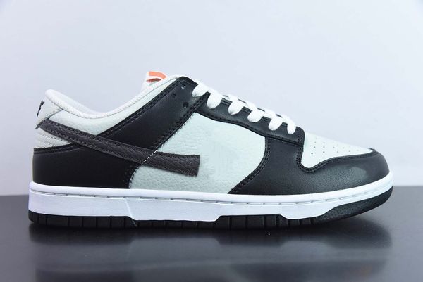 

the skateboard shoes brightens up this black and grey duks low with miniature orange logos 2023 lifestyle outdoor-indoor streetwear designer