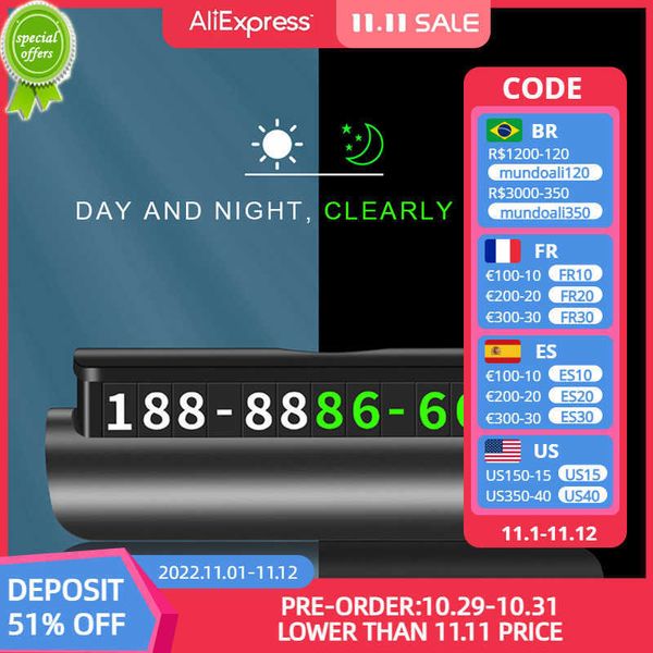 

new new hidden luminous car phone number plate car sticker night light phone number in the for car styling temporary parking card