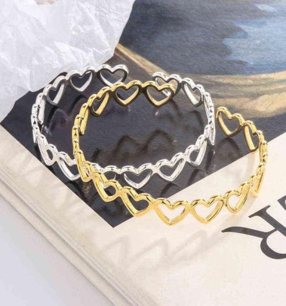 

meyrroyu sterling silver ins hollow love heart bangles sweet open valentine039s day for lovers exquisite gifts pulseras mujer1159581, Black