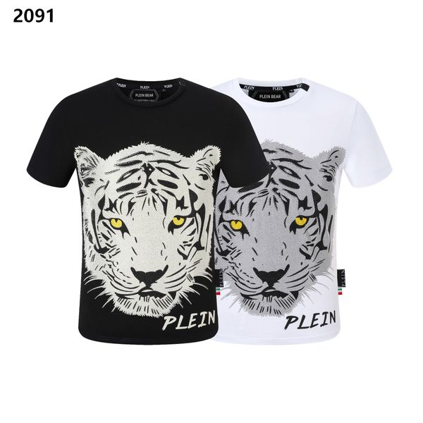 

plein bear t shirt mens designer tshirts brand clothing rhinestone pp skulls men t-shirt round neck ss skull hip hop tshirt tees 161280, White;black