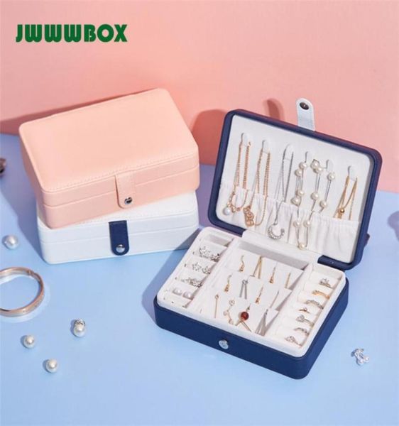 

jewelry pouches bags jwwwbox fashion organizer high capacity necklace earrings rings storage box women portable travel casket cas6916441, Pink;blue
