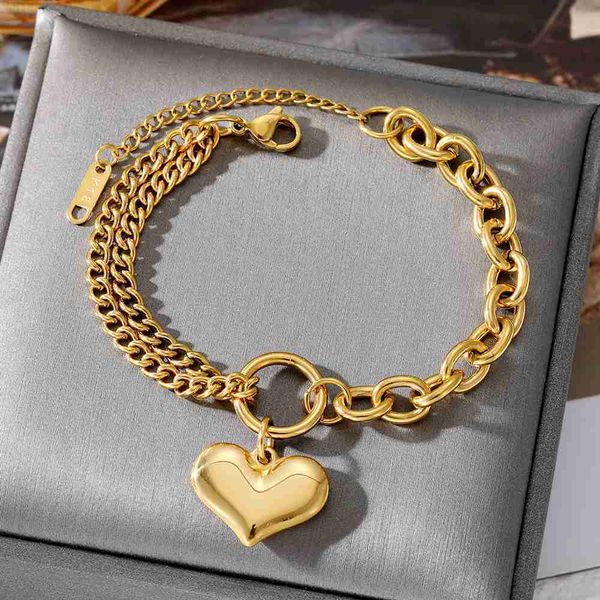 

high-quality 18k gold plated heart stainless steel ladies diamond jewelry bracelets bangles anti allergy bangle for women, Golden;silver