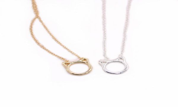 

fashion classic cat head frame pendant necklace zinc alloy material cute cartoon animal necklace three color optional9307038, Silver