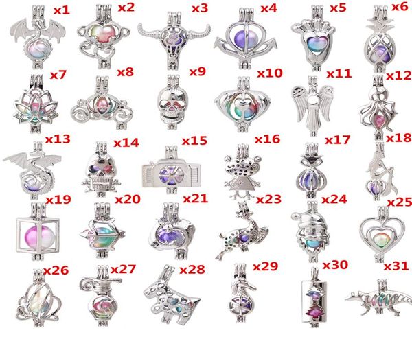 

600 designs for you choose pearl cage beads cage locket pendant aroma essential oil diffuser locket diy necklace earrings bracele2865520, Silver