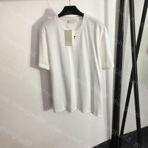 

23ss womens designer clothing womens t-shirt tee t shirt round neck pure cotton logo embroidered cotton short sleeve t-shirt on chest womens, White