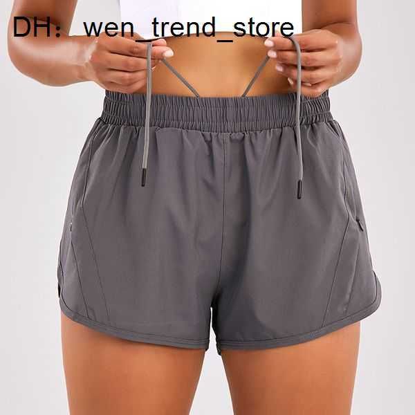 

designers lululemens womens yoga shorts fit zipper pocket high rise quick dry lulus lemon train short loose style breathable gym quality 8 o, Black