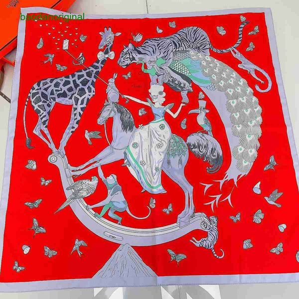 

hemres designer scarves 90 h family's new female celebrity temperament twill print large square fashion versatile high grade feeling sh, Blue;gray