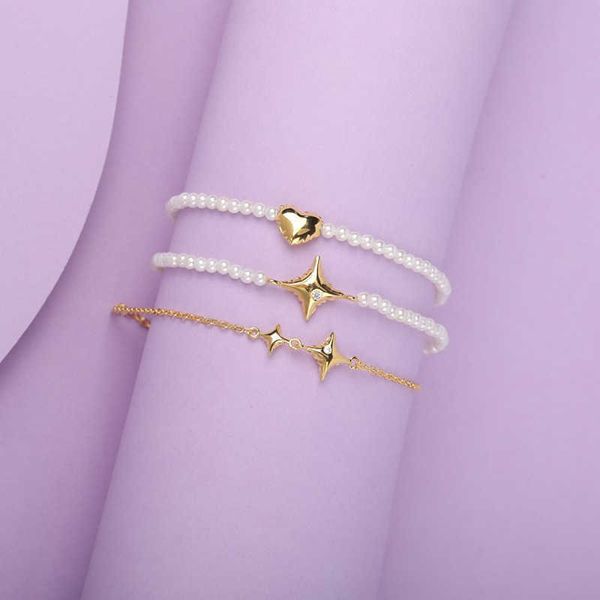 

he family gemini confession balloon pearl bracelet women's qixi gift, Golden;silver