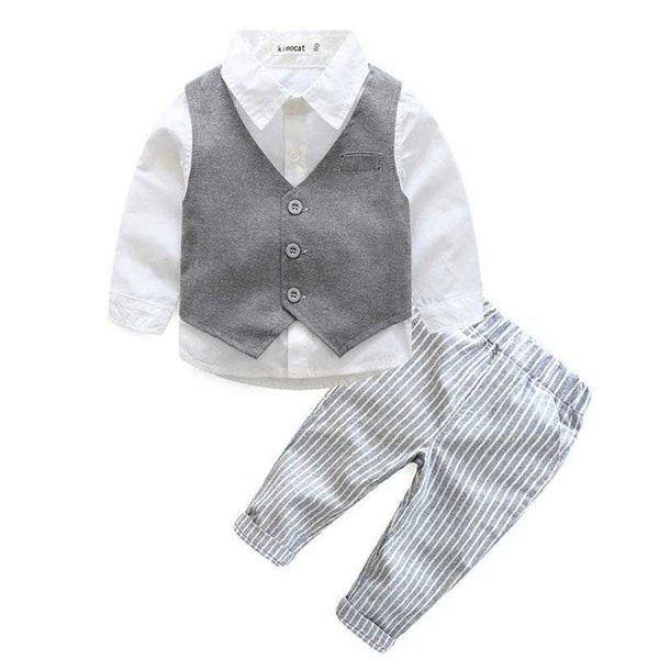 

clothing sets formal for born baby boy party and wedding infant boys clothes set cotton child suit vest shirt pant 2023, White