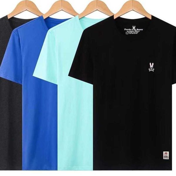 

psycho bunny 23 summer skull rabbit new cartoon embroidery fashion casual men's short sleeve t-shirt ln1y, White;black
