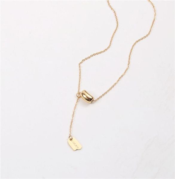 

pendant necklaces stainless steel geometric bean design and necklace minimalist gift for women luxury steampunk fashion jewellery5417019, Silver