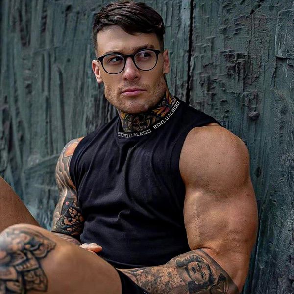 

men' tank brand bodybuilding lndividual design men gymsclothing breathable fitness gyms shirt muscle workout 230512, White;black