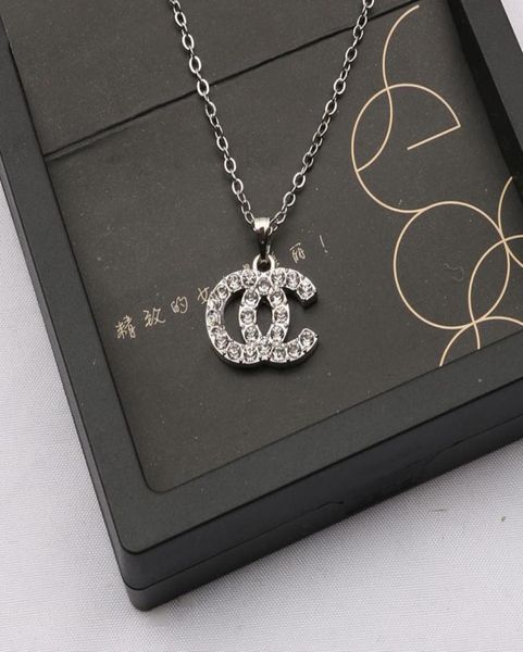 

19style luxury designer double letter pendant necklaces 18k gold plated crysatl pearl rhinestone sweater necklace for women weddin2199001, Silver