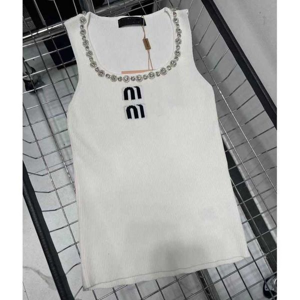 

women's tanks & camis designer vest heavy industry diamond letter embroidery tank womens french style can be worn outside with camisole, White