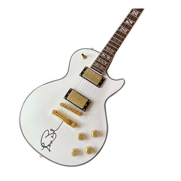 

factory white 6-string guitar creative graffiti support customization mahogany