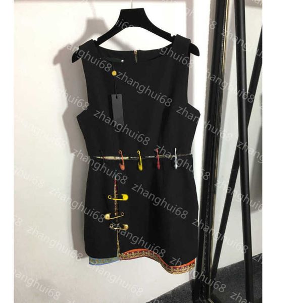 

23ss women dresses summer dress womens designer clothing large pin decoration fashion stitching sleeveless vest dress womens clothing a1, Black;gray
