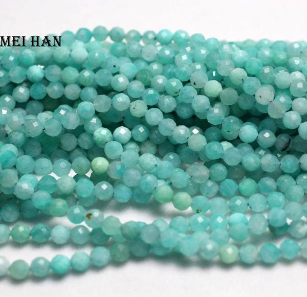 

meihan natural amazonite 45mm 3strandset faceted round loose beads for jewelry diy bracelet necklace t2003237190723, Green;white