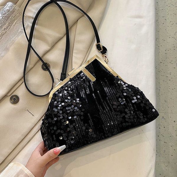 

50% off 2023 fashion hand fashionable and atmospheric banquet sequin urban elegant one shoulder diagonal cross niche design trendy women&#03