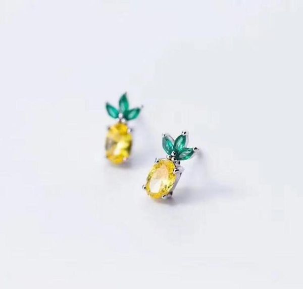 

stud per jewelry natural yellow sapphire or ruby emerald ananas style earring 035ct2pc gemstone 925 sterling silver t204191474266, Golden;silver