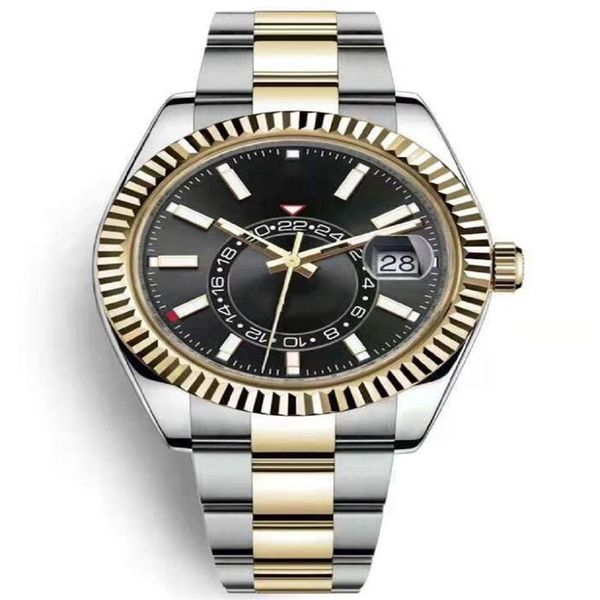

fashion mens watches 42mm automatic mechanical watch men classic business sky wristwatch festival gift stainless steel wristband calendar de, Slivery;brown