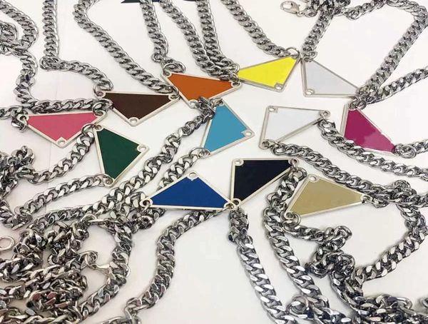 

luxury design pendant necklaces fashion for man woman inverted triangle letter designers jewelry trendy personality clavicle chain2208470, Silver