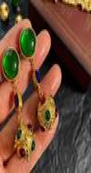 

european and american vintage stick medieval glass series brass gold plated ball pendant vintage earrings7733676, Golden