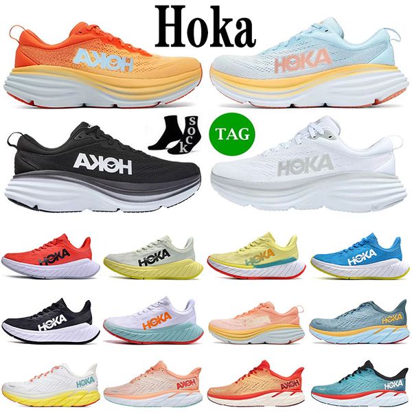 

2023 hoka one one running shoes hokas bondi 8 carbon x2 clifton challenger atr 6 women men low mesh trainers triple white on cloud kawana sp