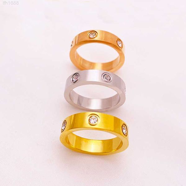 

luxury classic designer brand jewelry 316l stainless steel gold plated screw love diamond ring for men and women customizable, Silver