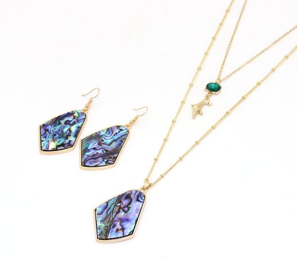 

cute geometric abalone shell sweet cute designs simple designs double layers pendant popular necklace6823634, Silver