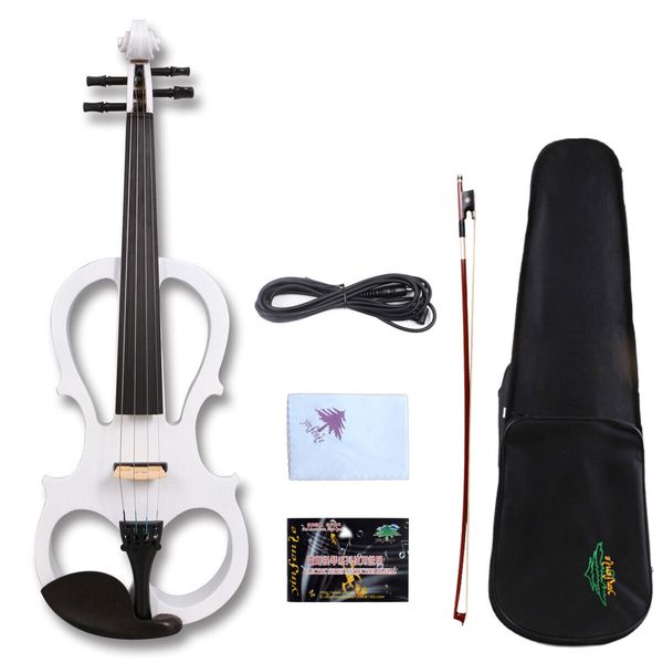 

yinfente electric violin 4/4 white case bow nice tone solid wood #ev5