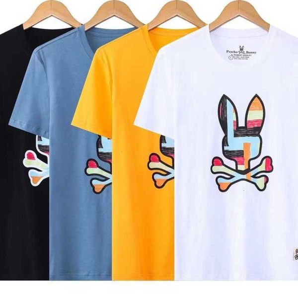 

2023 spring/summer new p/b skeleton rabbit short sleeve printed pattern trendy brand t-shirt with pure cotton embroidery shmp, White;black