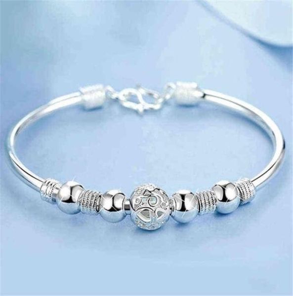 

3 style 925 sterling silver lucky beads charm cuff braceletsbangle for women elegant adjustable chain wedding jewelry sl0961991397, Black