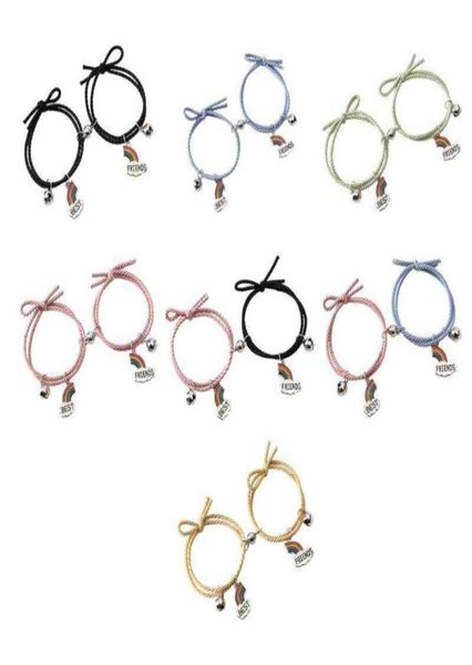 

2021 new couples rainbow bracelet rubber band student head rope magnetic alloy3195168, Black